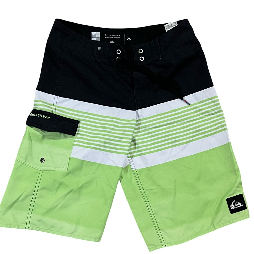 Quiksilver Black and Green Board Shorts